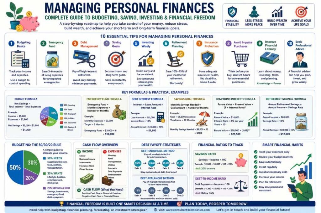 Managing personal finances budgeting saving debt investment financial planning