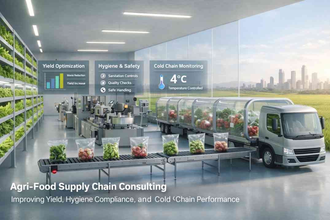 Agri-food supply chain consulting to improve yield, hygiene compliance, and cold chain performance