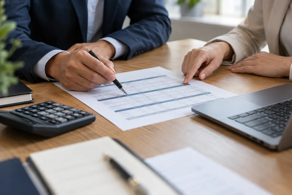 Professionals compare a business report beside a calculator for CRM pipeline hygiene