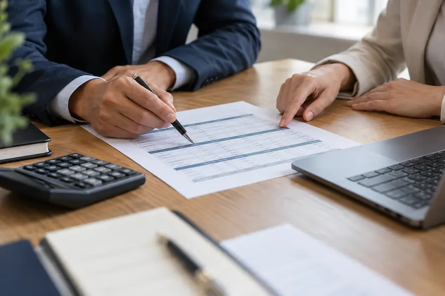 Managers review a pricing table for a discount approval policy