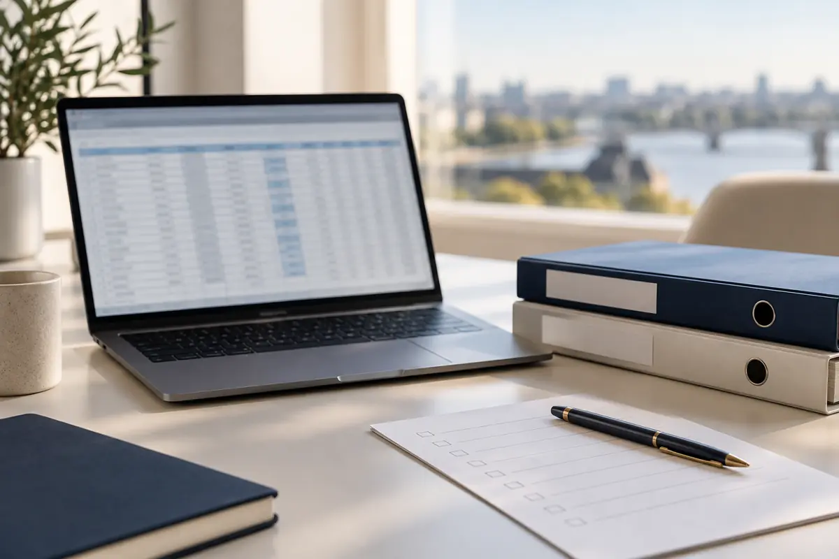 Laptop and checklist at a desk for ERP data migration planning